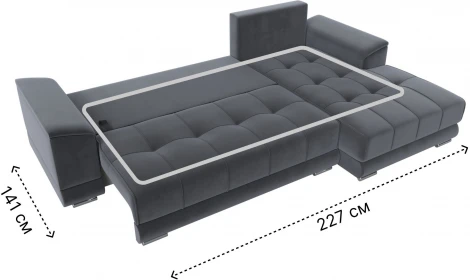 Диван угловой НордСтар правый угол (Серый/Велюр) Лига Диванов арт.121110