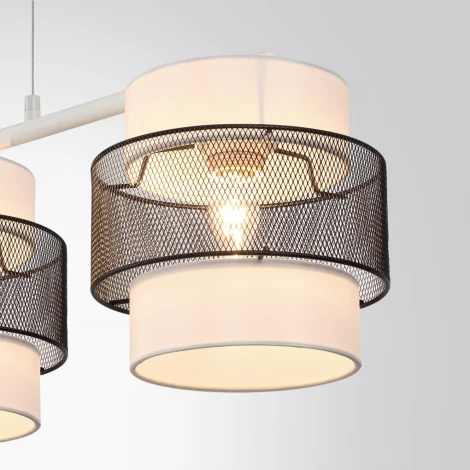 Подвесной светильник Lumion Animaisa 8002/3A белый, черный металл/металл, текстиль Е27 3*60W 220V (на проводе)