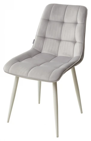 Стул CHIC BLUVEL-03 светло-серый/ 1981-04 галечный/ белый каркас