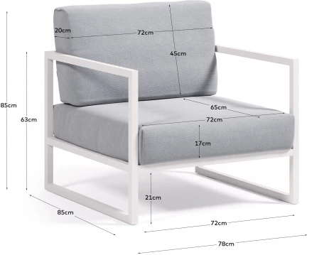 Кресло из ротанга La Forma (ex Julia Grup) Comova (Белый,Синий/ Металл,Алюминий,Пена,Искусственные волокна)