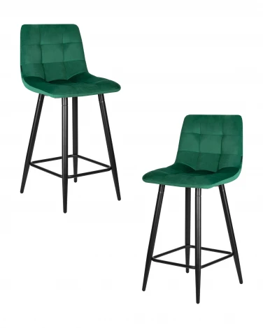 Набор 2 шт стул полубарный DOBRIN OLIVIA (черные матовые ножки, зелёный велюр (108-64))