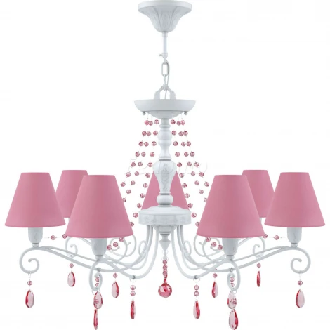 Люстра подвесная Lamp4you, 7 плафонов, белый с розовым