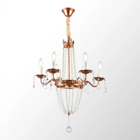 Подвесная люстра Lussole Rains LSP-6002 (220V, хрусталь, на цепи, подсвечник, свеча)
