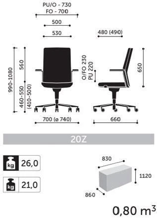 Эргономичное кресло MyTurn 20S Profim Натуральная кожа S-10