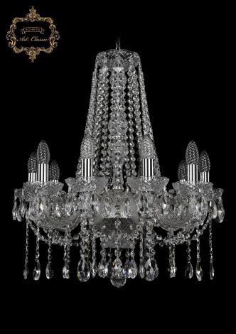 Подвесная люстра Art Classic 11.12 11.12.10.195.h-63.Cr.Sp (220V, хрусталь, на цепи, подсвечник, свеча)