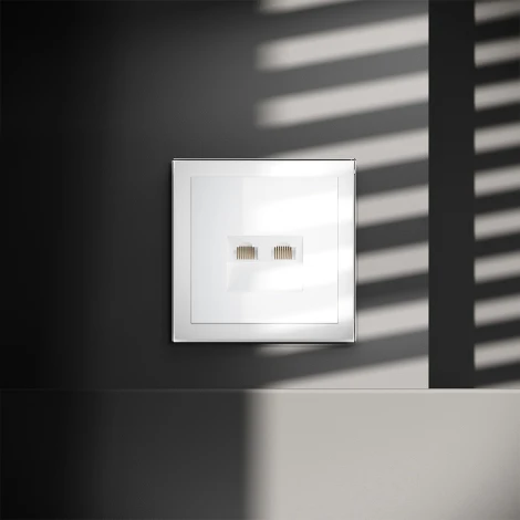 Розетка двойная Ethernet RJ-45 (белый глянцевый) Voltum S70 VLS060201