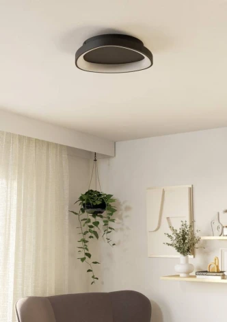 Потолочный светильник светодиодный Eglo Loretello 901584 12W(LED), пластик, сталь, черный, 2700-6500K