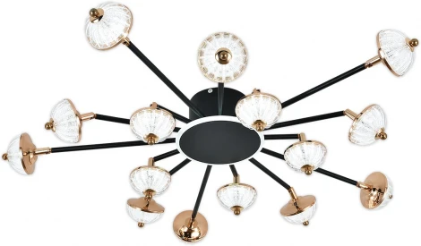 Потолочная люстра светодиодная с таймером Escada Meteor 630/A LED BL 110Вт, с ПДУ, металл/акрил, черный/белый/золото (220V)