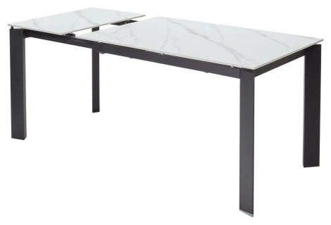 Стол CORNER 120 MATT WHITE MARBLE SINTERED STONE/ BLACK