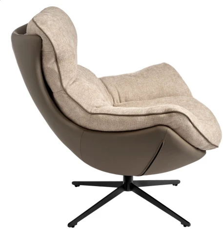 Комплект кресло Bradexhome HUG латте, экокожа, шенилл с оттоманкой латте, экокожа