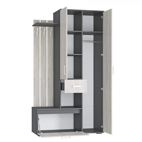 Прихожая БТС Лира ПР-04, Графит, Дуб крафт белый