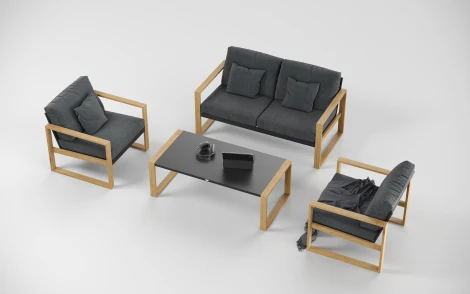 Комплект садовой мебели Gardenini Premium Elegante (Алюминий,Тик,Ткань/Темно-серый) арт.LPELG.010800.S2