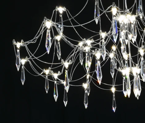 Подвесная люстра светодиодная с пультом и хрустальными подвесками Asfour MyFar Ersilia MR2661-60P-76AP