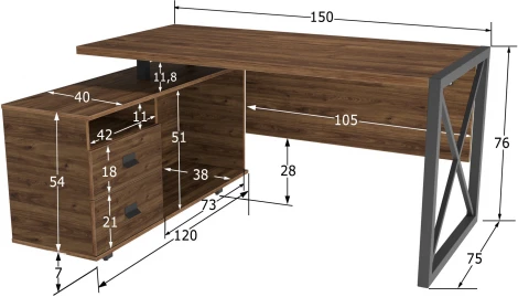Стол рабочий универсальный Калифорния Хардвиг СР01 ЛДСП Темный орех 5079782302