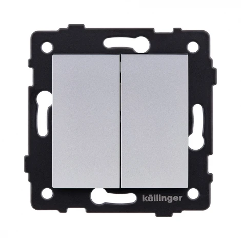 Выключатель кнопочный 2-клавишный 10А/250В серый Kollinger REA-S-011GY для Aspekt, Eleganz, Reflex