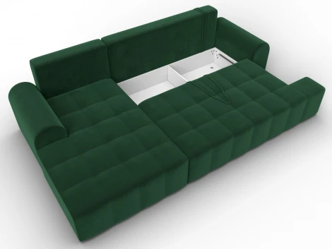 Диван угловой Лига-080 угол левый (ДСП/Пластик/Велюр/Зеленый) Лига Диванов 134747L