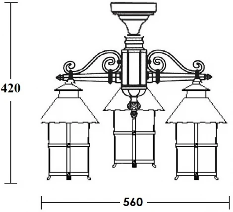 Потолочный светильник уличный Oasis Light CAIOR 1 81570A/3 Gb (220V, фонарь, IP44)