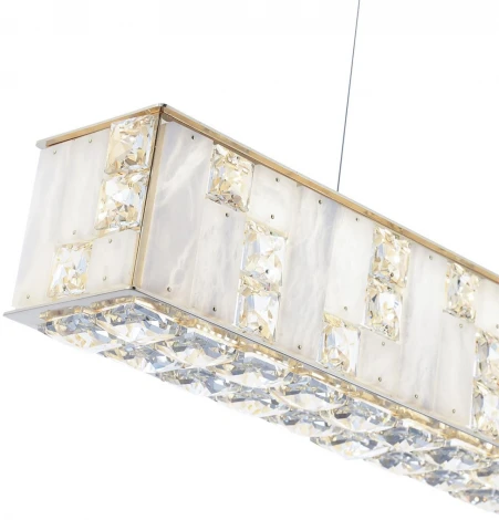 Подвесной светильник Odeon Light Crossa 5072/50L золото/прозрачный/белый/металл/хрусталь/алебастр LED 50W 3700K (220V)