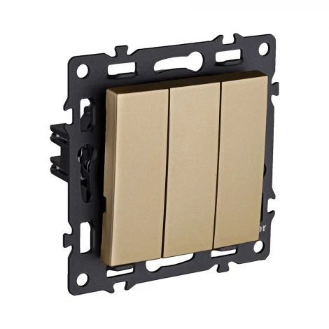 Выключатель трехклавишный (золотой) Kollinger Asthetik AS-710GD