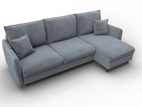 Диван угловой Лига-064 НПБ угол универсальный (ДСП/Дерево/Велюр/Серый) Лига Диванов 129629