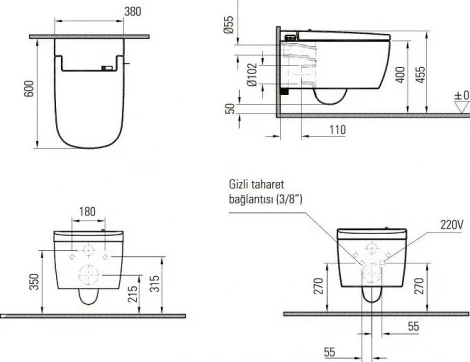 Унитаз подвесной VitrA V-Care 5674B003-6193 Basic