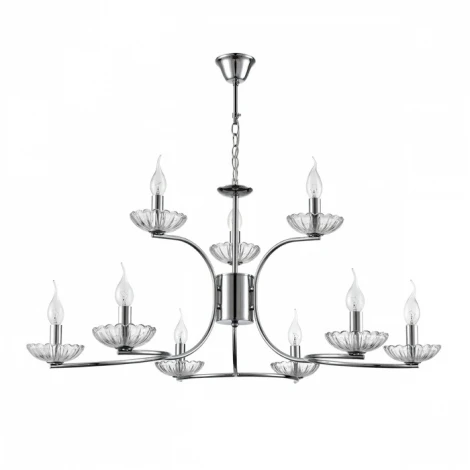 Подвесная люстра ярусная Lumion Lolina 8155/9 хром, металл/стекло Е14 9*40W 220V (на цепи, подсвечник, свеча)
