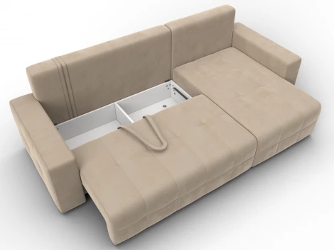 Диван угловой Лига-122 угол универсальный (ДСП,Брус,Велюр/Бежевый) Лига Диванов 137602