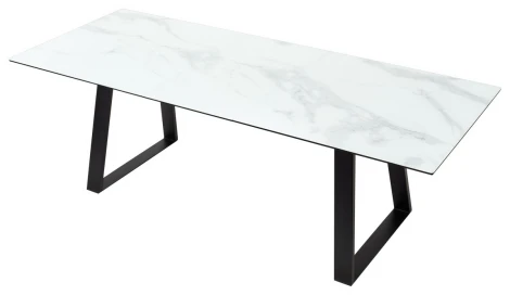 Стол Франк 180 БЕЛЫЙ МРАМОР, стекло / ЧЕРНЫЙ