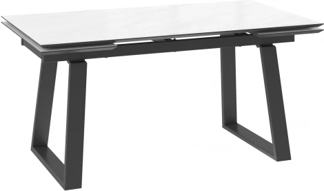 Стол Мебвилл Барон 160, Мрамор светлый Модерн,Compakt cer/Чёрный