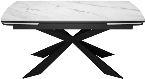 Стол DikLine KM160 мрамор С41 (керамика белая)/опоры черные 00-00069809