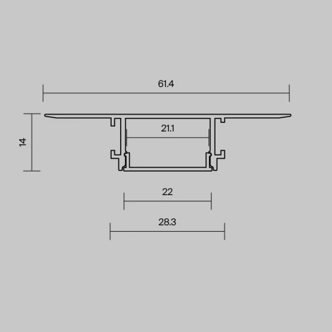 Алюминиевый профиль встраиваемый скрытого монтажа 61x14 серебро, 2 м Maytoni Led Strip 636019