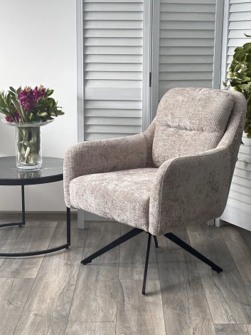 Кресло поворотное M-City SHADE 360 град., ткань HAGA30, цвет светло-бежевый / черный каркас