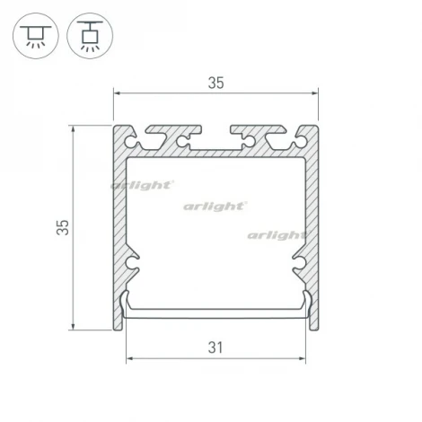 Профиль SL-LINE-3535-2000 ANOD (Алюминий) 019306 Arlight SL-LINE