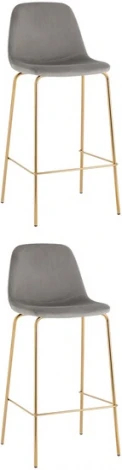 Стул барный Валенсия SN велюр серый золотые ножки 2 шт Stool Group (арт.УТ000038305)