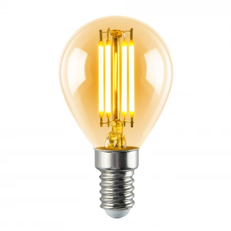 Лампа светодиодная, форма «шар», янтарная колба Volpe Vintage LED-G45-5W/AMBER/E14/VLF