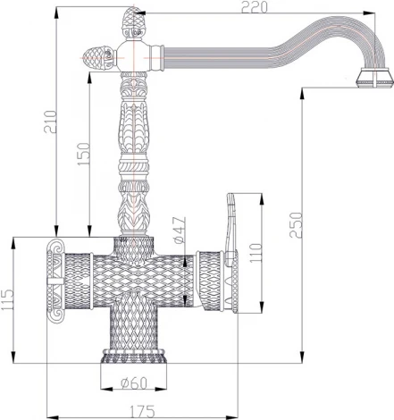 Смеситель Zorg Antic A 50 KF-BR для кухонной мойки