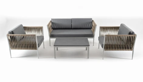 "Касабланка" лаунж-зона плетеная из роупа 4-местная, цвет серый 4SIS арт.УТ-00007286