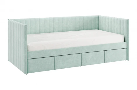 Кровать с ящиками Твикс (Софа) 90х200 см Mebelson (ДСП,Велюр/Зеленый) арт.171562,2764