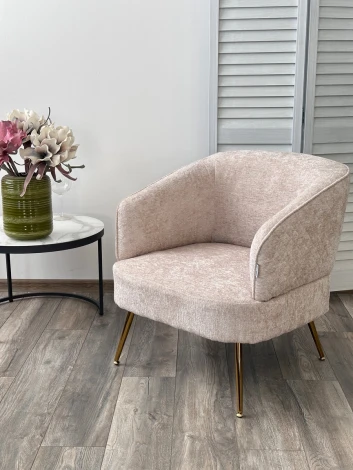 Кресло MUSSELS 3018-10 Бежевый, шенилл / золотой каркас, ®DISAUR