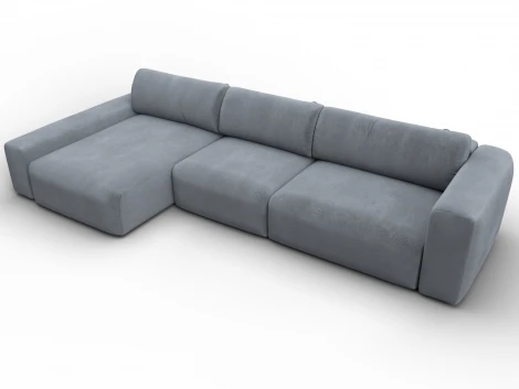 Диван угловой Лига-066 НПБ Лонг угол левый (ЛДСП,Фанера,Брус,Велюр/Серый) Лига Диванов 131228L