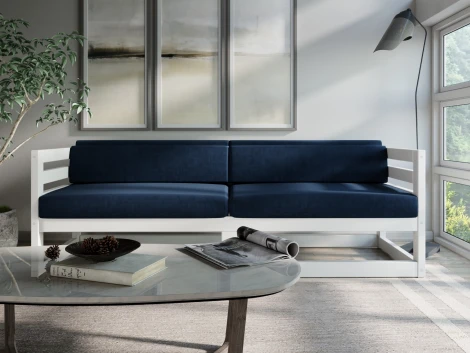 Диван Arsko Магнус Б белая эмаль велюр синий