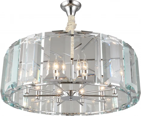 Подвесная люстра Omnilux Noventa OML-81513-10 (220V, хрусталь, на цепи, свеча, круглые)