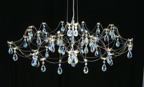 Подвесная люстра светодиодная с пультом и хрустальными подвесками K9 MyFar Ersilia MR2660-60P-50СD