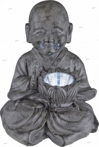 Светильник декоративный уличный светодиодный на солнечных батареях Globo Монах, 1 лампа, серый с черным