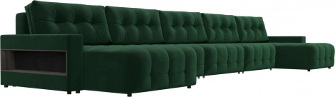 Диван п-образный с полками Лига-053 НПБ МегаЛонг Лига Диванов (Велюр) арт.129006