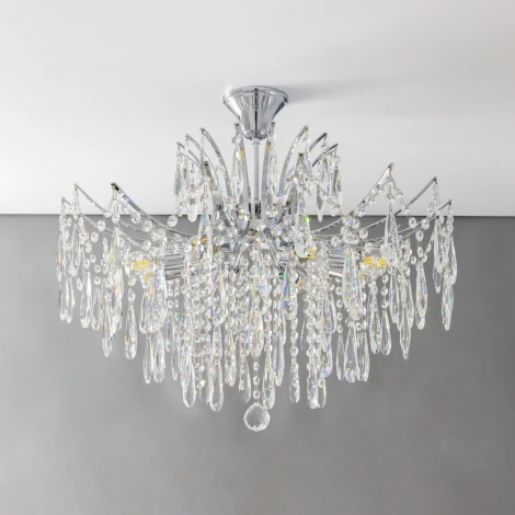 Потолочная люстра каскадная на штанге Citilux Селена CL302180 (220V, хрусталь)