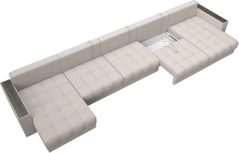 Диван П-образный с декором Лига-049 НПБ Мегалонг Лига Диванов (Замша) арт.128548