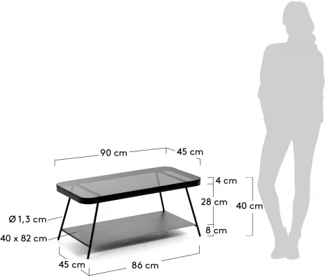 Журнальный стол La Forma (ex Julia Grup) Duilia (Черный,Прозрачный/ Металл,Сталь,Стекло)