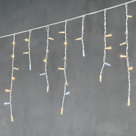 Гирлянда Бахрома 3,1 x 0,5 м белая с мерцанием белого диода 220В, 120 LED, провод белый каучук, IP65 Laitcom LL120BLW-8-2W