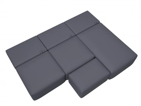 Диван угловой модульный с пуфом Лига-060 НПБ Лонг угол универсальный (ЛДСП,Брус,Фанера/Пластик/Экокожа/Серый) Лига Диванов 130071